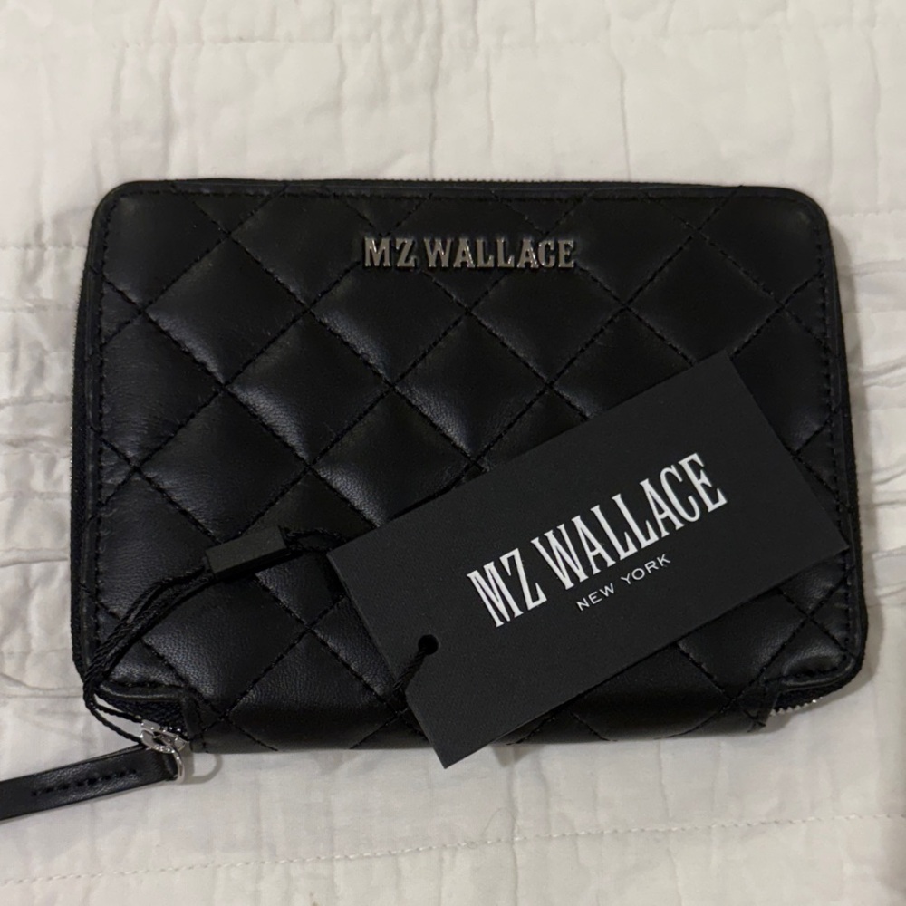 MZ Wallace Black Passport Quilted Wallet